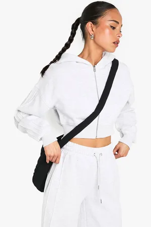 Boohoo Womens Seam Detail Boxy Crop Zip Through Hoodie - - M