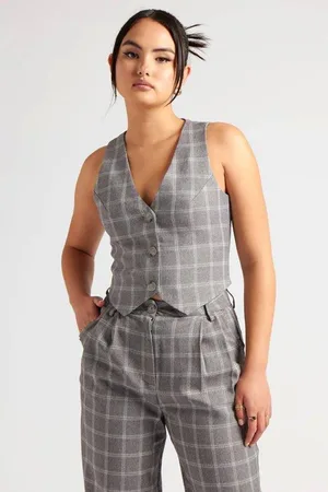 Urban Bliss Womens Checkered Waistcoat - - 14