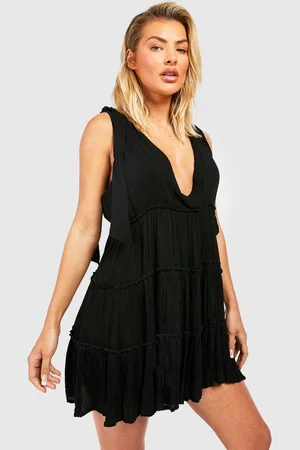 Boohoo Womens Cheesecloth Tie Shoulder Beach Dress - - S
