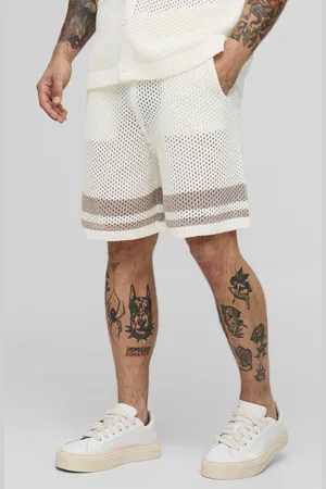 Boohoo Relaxed Fit Striped Open Stitch Shorts - - M