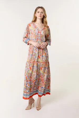 Blue Vanilla Womens Paisley Tiered Maxi Dress - M/L