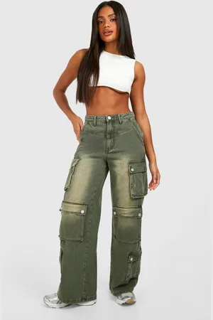 Boohoo Womens Multi Pocket Denim Cargo Jeans - - 10
