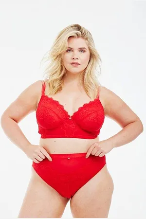 Oola Lingerie Womens Lace and Logo Longline Underwired Bra - 46D