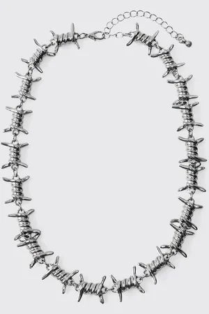 Boohoo Barbwire Silver Necklace - - One Size