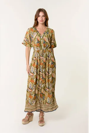Blue Vanilla Womens Border Print Maxi Dress - M/L