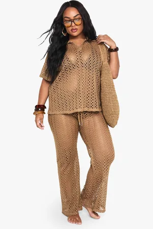 Boohoo Womens Plus Crochet Wide Leg Beach Trouser - - 26