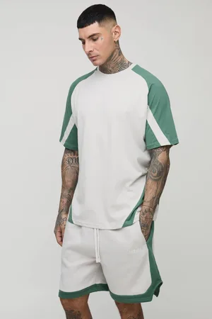 Boohoo Tall Oversized Man Colour Block T-Shirt and Short Set - - XL