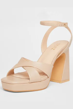 Quiz Womens Nude Faux Leather Platform Heels - - 3