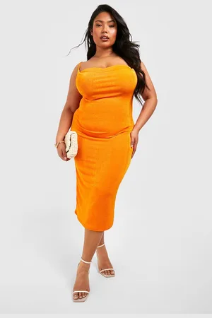 Boohoo Womens Plus Acetate Slinky Cowl Neck Midi Dress - - 28