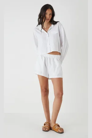 MissPap Womens Seer Sucker Cropped Shirt - - 12