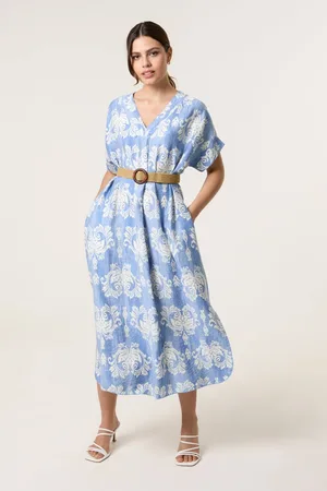 Blue Vanilla Womens Abstract Floral Print Dress - One Size