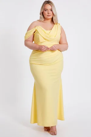 Quiz Womens Lemon Curve Asymmetric Cowl Neck Maxi Dress - - 22
