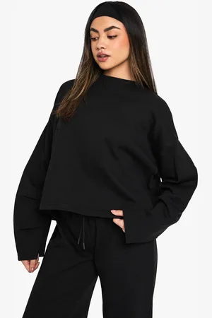 Boohoo Womens Pleated Sleeve Interlock Sweatshirt - - M