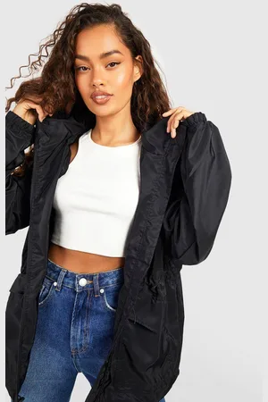 Boohoo Womens Hooded Cinched Waist Parachute Mac - - 14