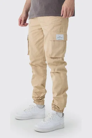 Boohoo Tall Elasticated Waist Branded Slim Fit Cargo Jogger - - L