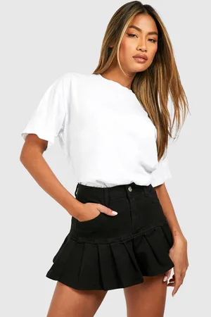 Boohoo Womens Pleated Micro Mini Denim Tennis Skirt - - 14