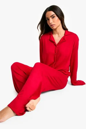 Boohoo Womens Petite Long Sleeve Shirt & Trousers Pyjama Set - - 12