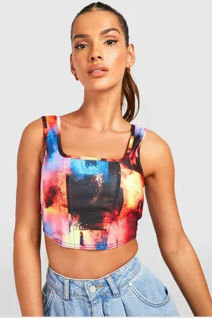 Boohoo Womens Abstract Bengaline Corset Top - - 12