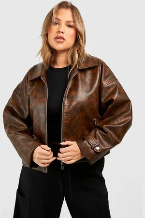 Boohoo Womens Plus Vintage Look Faux Leather Jacket - - 20