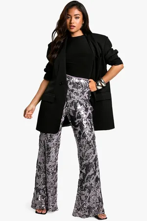 Boohoo Womens Petite Damask Sequin Flare - - 12