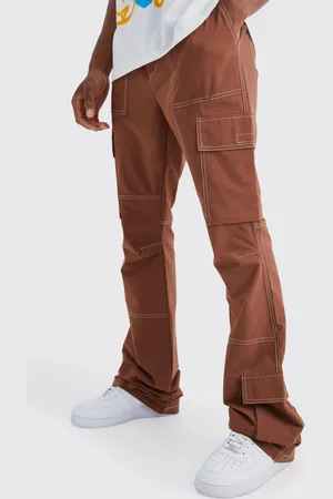 Boohoo Elasticated Waist Slim Flare Contrast Stitch Cargo Trouser - - M