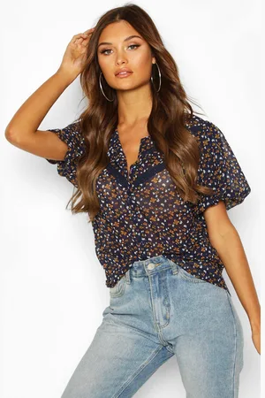 Boohoo Womens Floral Lace Trim Blouse - - 6
