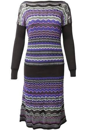 Missoni Multicolor Knit Dress Long Sleeves Women Midi - 42