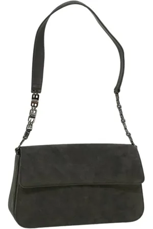 Bally Preloved Suede Leather Shoulder Bag Women - Gray - - One Size