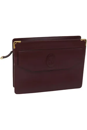 Cartier Preloved Leather Clutch Bag Womens - Bordeaux - - One Size