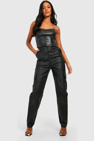 Boohoo Womens Tall Pu Coated Loose Cargo Jeans - - 6