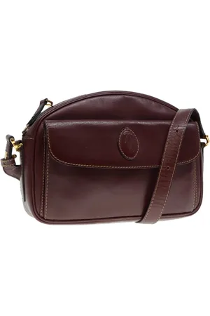 Cartier Preloved Vintage Leather Crossbody Burgundy Shoulder Bag Women - - One Size