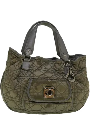 Dior Preloved Quilted Nylon Tote Olive Green Women - Gray - - One Size