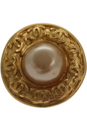 CHANEL Preloved Pearl CC Logo Button GoldTone Unisex Tech - - One Size