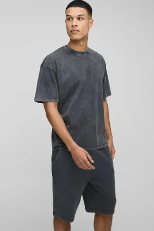 Boohoo Tall Oversized Acid Wash T-Shirt & Short Set - - M