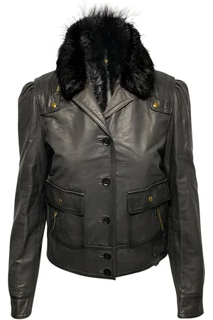 Gucci Preloved Leather Jacket with Faux Fur Collar Women - - M