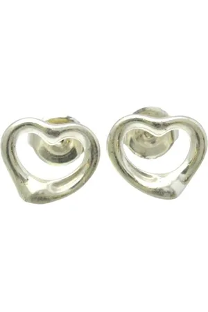 Tiffany & Co. Preloved Open Heart Stud Earrings Unisex - Silver Tech - - One Size