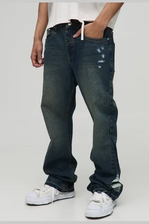 Boohoo Slim Flared Vintage Washed Distressed Gusset Jeans - 32R