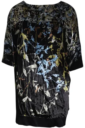 Diane von Furstenberg Womens Preloved Velvet Floral Short Sleeve Top Wo - Mini - 2
