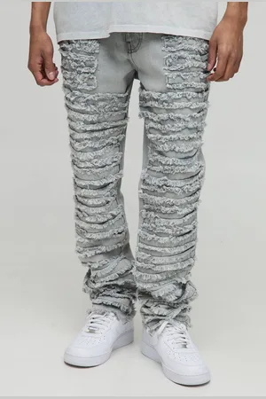 Boohoo Slim Stacked Extreme Rip & Repair Washed Jeans - - 32R