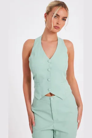 Quiz Womens Mint Woven Waistcoat - - 18