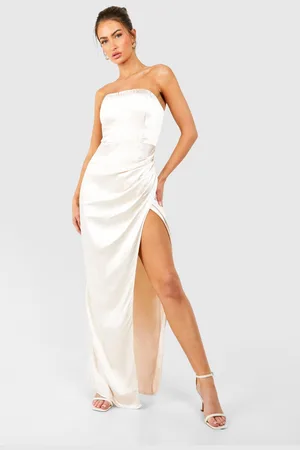 Boohoo Womens Satin Wrap Bandeau Midaxi Dress - - 14