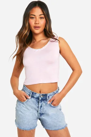 Boohoo Womens Wide Strap Scoop Neck Bow Trim Vest - - 12