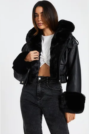 Quiz Womens Faux Fur Bomber Jacket - S