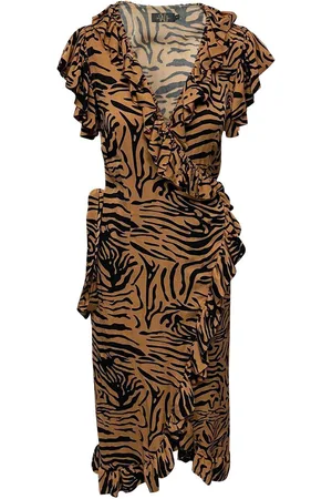 De La Vali Preloved Zebra Print Wrap Dress Ruffles Women - Dresses - L