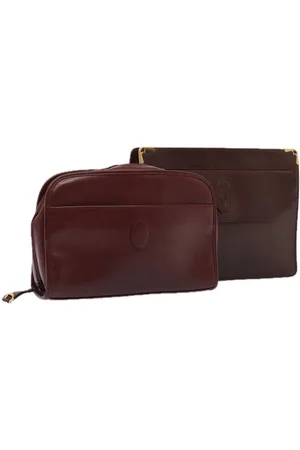 Cartier Preloved Leather Travel Case Set Womens - Bordeaux Bag - - One Size