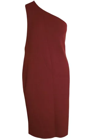 Bottega Veneta Rust One Shoulder Viscose Dress Women - Burgundy Midi - - 42