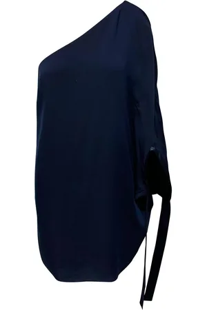 Halston Heritage Preloved One Shoulder Tie Detail Top Women - - Navy Dresses - L
