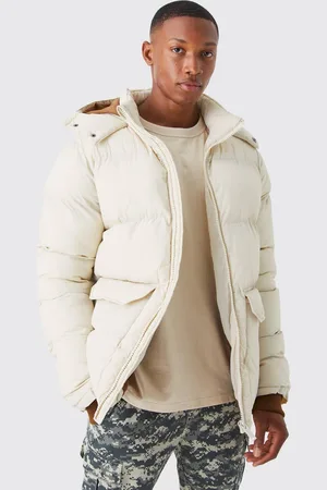 Boohoo Contrast Hood Mid Length Puffer - - XS