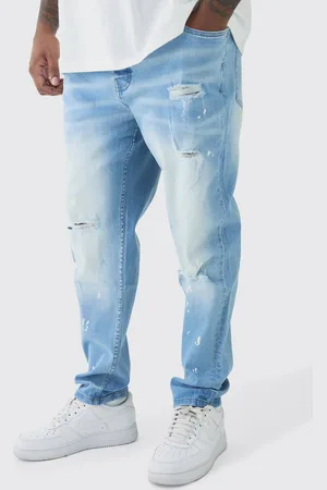 Boohoo Plus Skinny All Over Ripped Bleached Paint Splatter Jeans - - 46