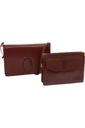 Cartier Preloved Vintage Leather Shoulder Bag Women - Wine - One Size